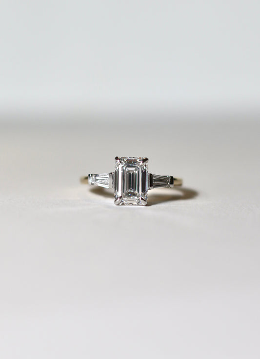3ct Emerald Cut Lab Diamond Engagement Ring