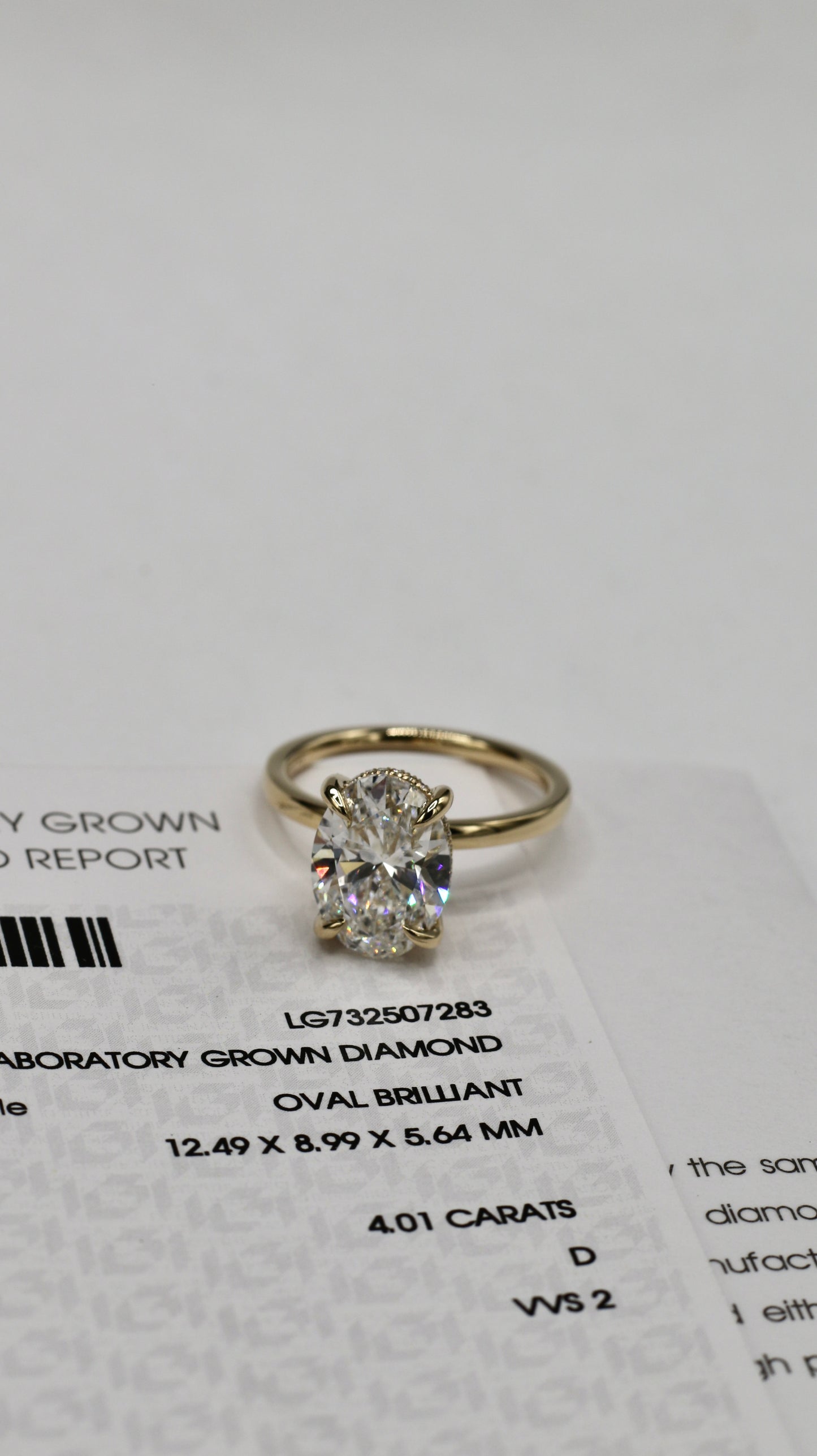 4ct Oval Diamond Ring Lab Grown
