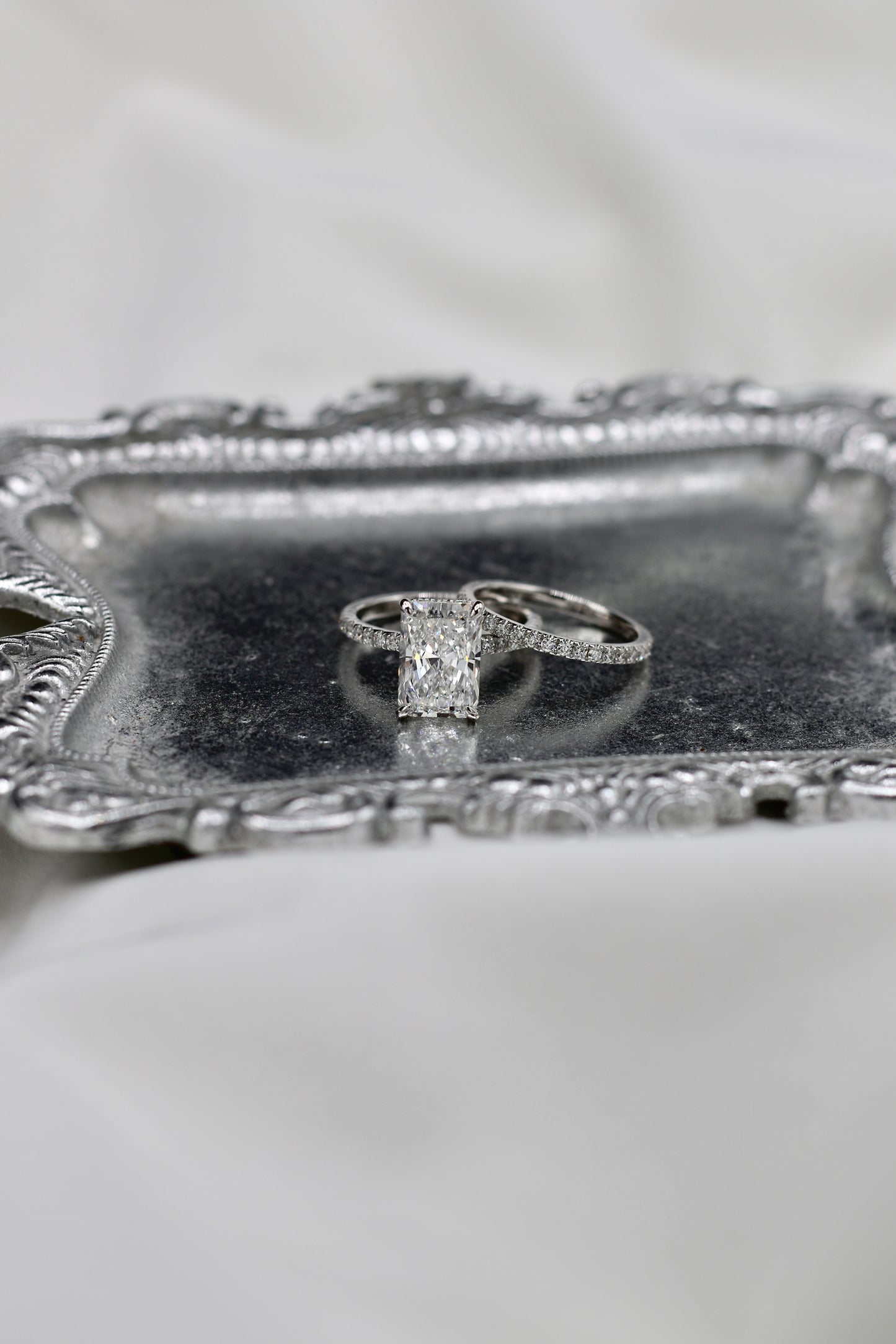 4 ct. Radiant Cut Diamond Ring, Diamond Wedding Band