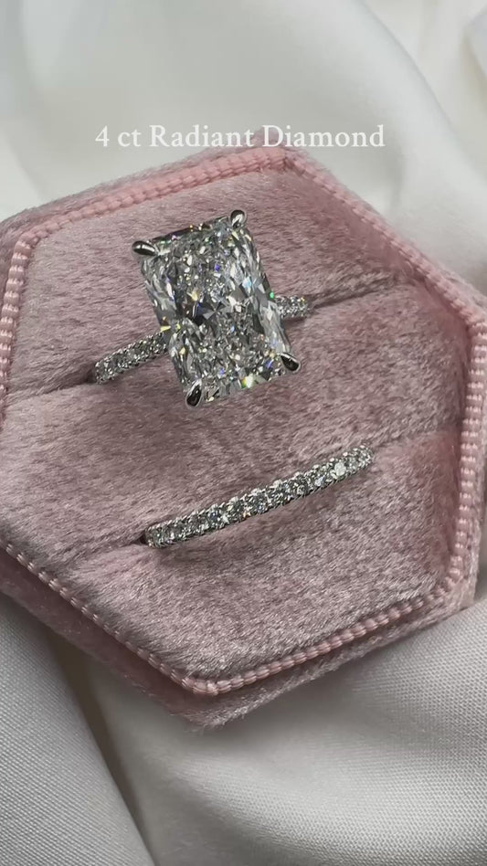 Custom Ring - 4ct Radiant cut and wedding band